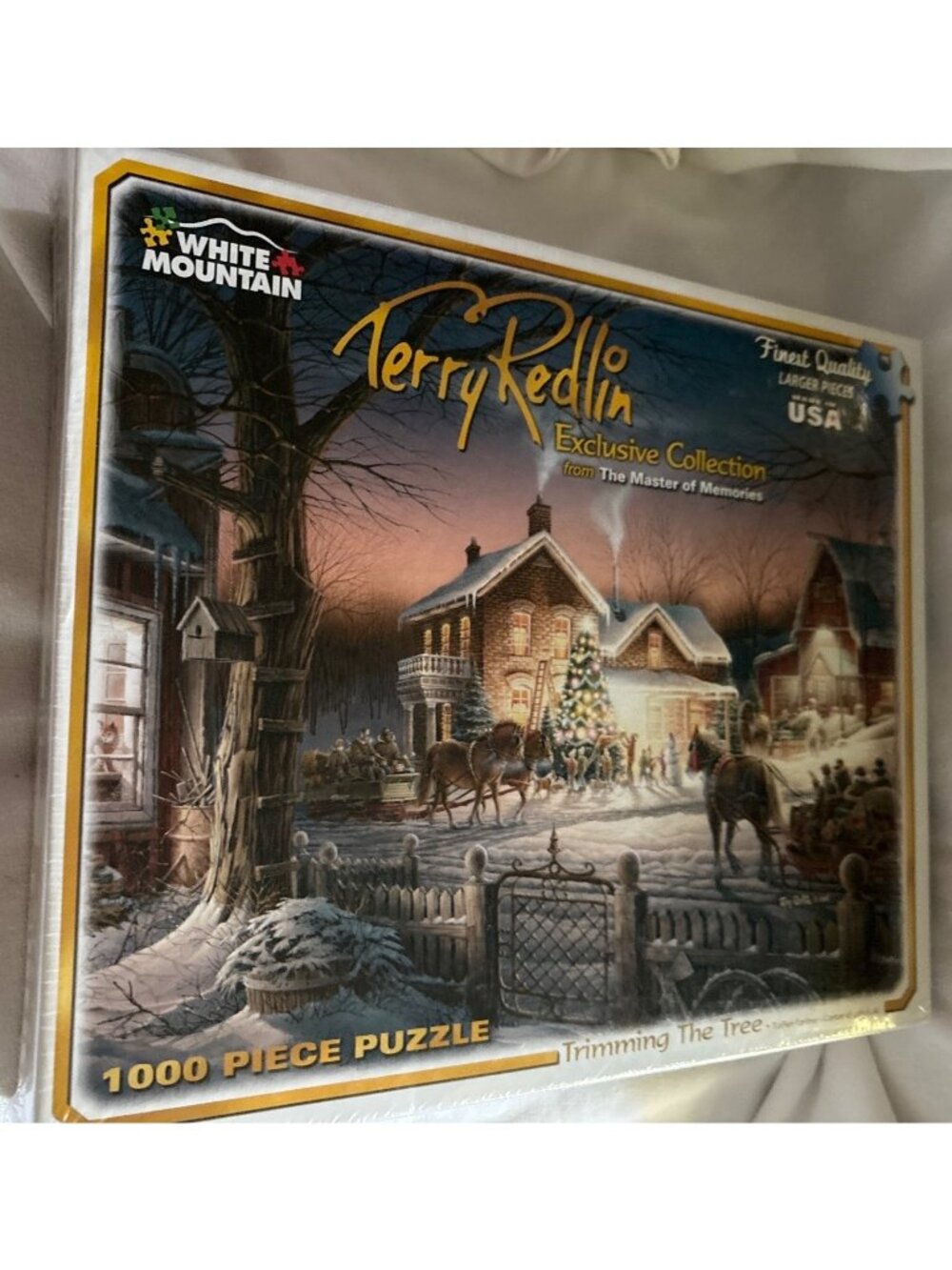 Terry Redlin Trimming The Tree 1000-Piece Puzzle By White Mountain Exclusive Col